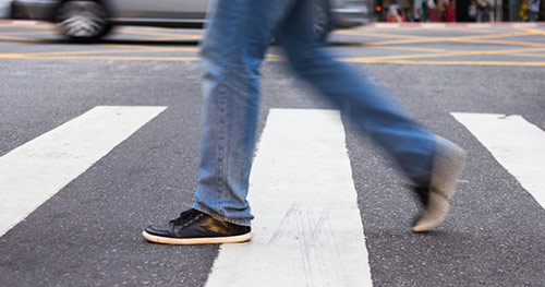 A person walking detected by TPS People Counting System that's cloud-based and designed with pedestrian counting technology.